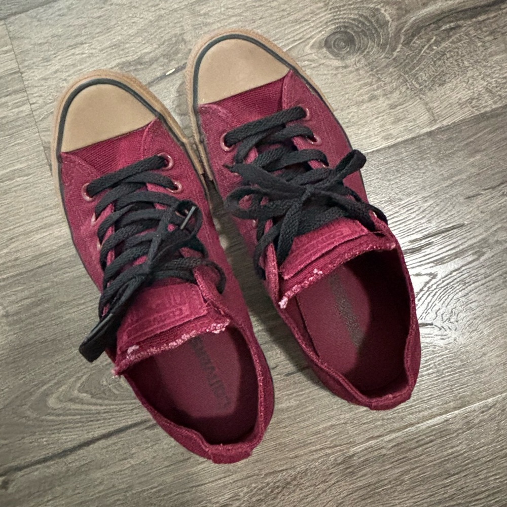 Burgundy Converse Chucks Gum Sole Sneakers Shoes with Black Laces 5M 7W